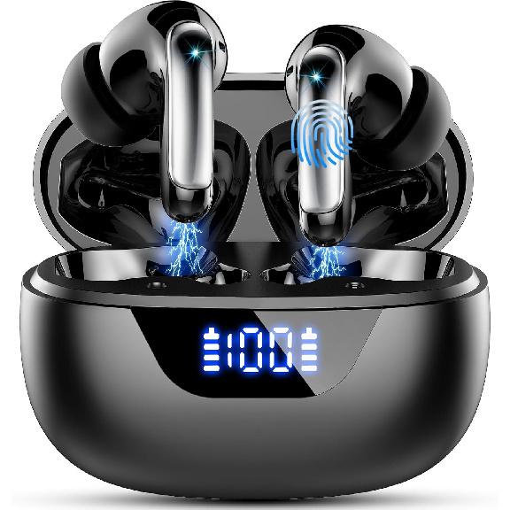 Wireless Earbuds Bluetooth 5.3 Headphones 48H Stereo Earphones in Ear with 4 ENC Mic Clear Calls, Noise Cancelling Ear Buds with LED Display Charging