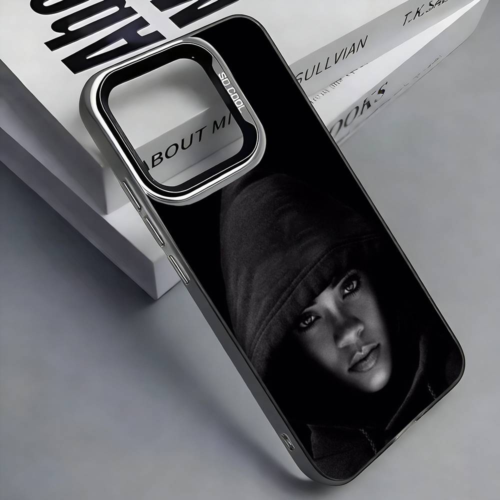 Singer R-Rihanna Phone Case For iPhone 17,16,15,14,13,12,11 Plus,Pro Max,Colored Silver Phone Case