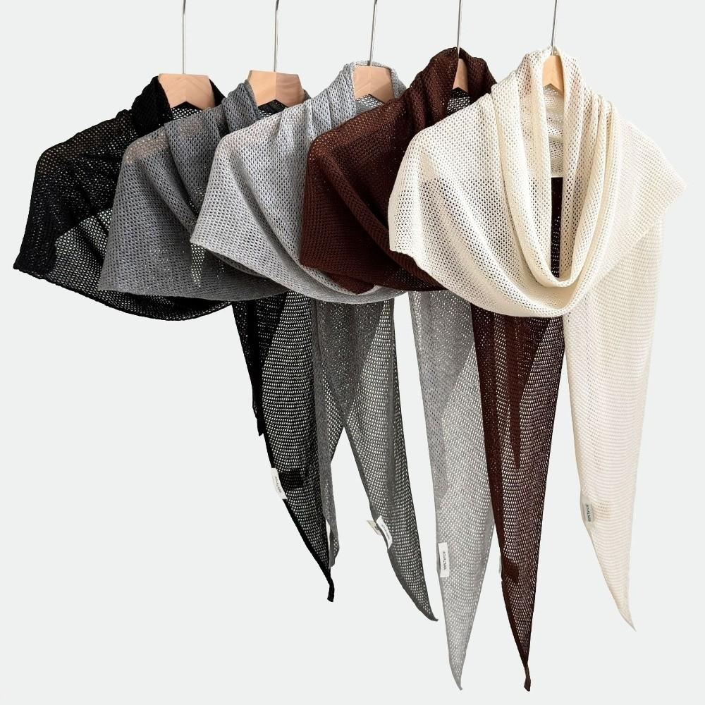 Solid Color Mesh Shawl 190×60cm Air-Conditioning Shawl  Spring Summer for Women