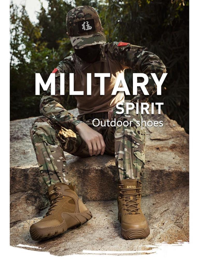 Men's Mid-Calf Tactical Combat Boots for Outdoor Hiking and Mountaineering - Anti-Kick Protection