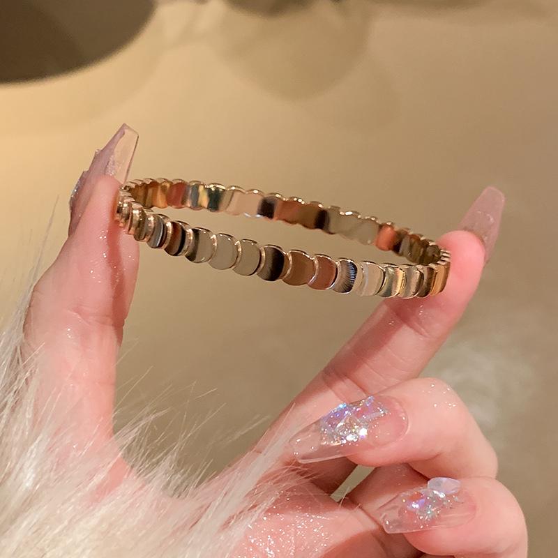 Rose Gold Women's Titanium Steel Bracelet Set - Non-Fading, Bestie Style