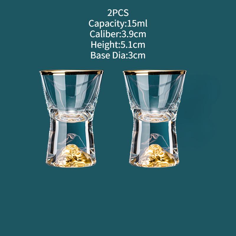 1/2Pcs Shot Glass Crystal Gold Foil Shot Glasses Chinese Style Sake Glasses For Wine Vodka Glasses Double Glass Wine Cup For Bar