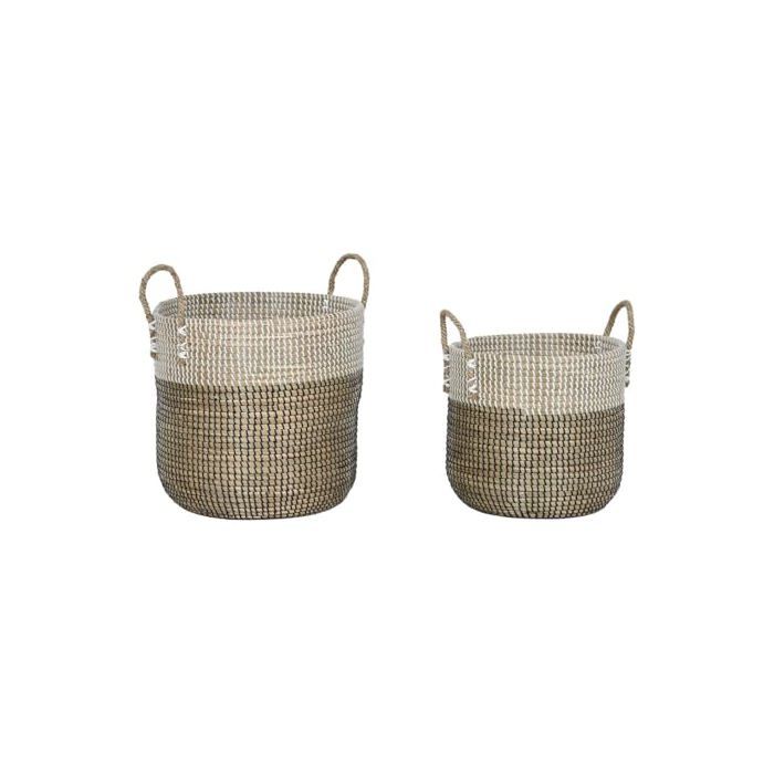 Lot de paniers de rangement - Home ESPRIT - 2 pièces - Multicolore - 44x44x49 cm - Naturel - Pour étagères