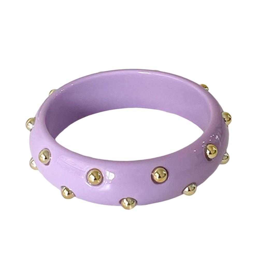 Vintage Resin Bangle Punk Style Wide Bangle Metal Point Acrylic Bracelet  Women Accessories