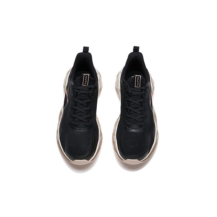 New Anta Cushioning Slip Resistant Low Top Running Shoes Women's Black Gold 122035501-11