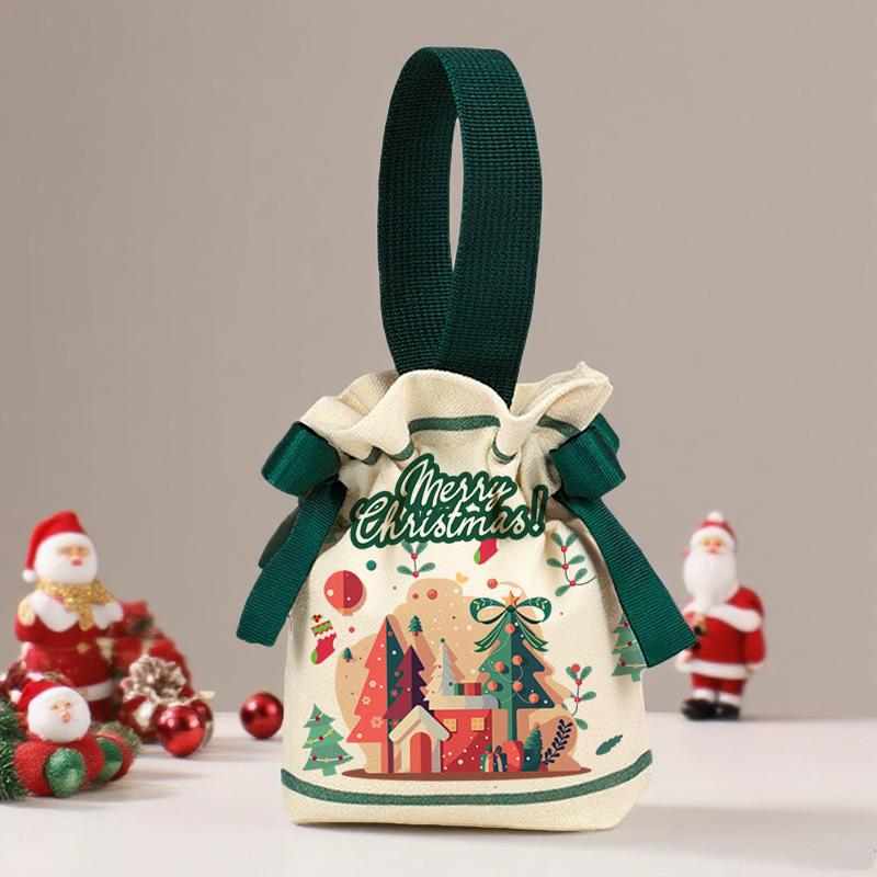 1-5pcs Christmas Drawstring Candy Bag New Year Gift Bags Party Gift Pouch Holiday Treat Sack Reusable Festive Favor Bag for Kids