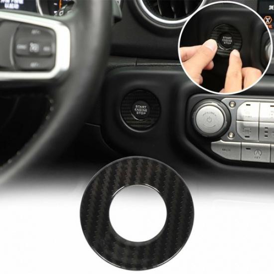 

Carbon fiber Car Engine Start Stop Button Trim for Jeep Wrangler JL 2018+/JT 18+