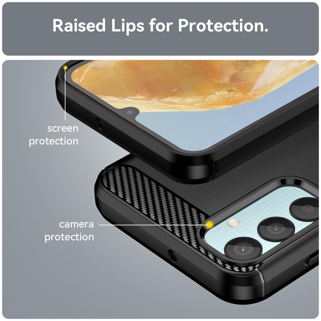 For Samsung Galaxy M15 5G/F15 5G Brushed Case Carbon Fiber Texture TPU Phone Cover