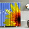 Hello Sunflower Shower Curtain Blue Background with Bright Yellow Flower Design for Bathroom Decor Polyester Fabric Waterproof H