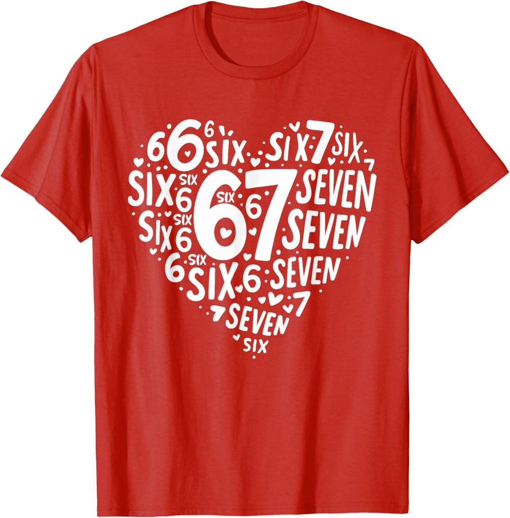 Valentine Day Heart Six Seven 67 Meme For All Ages Unisex T-Shirt