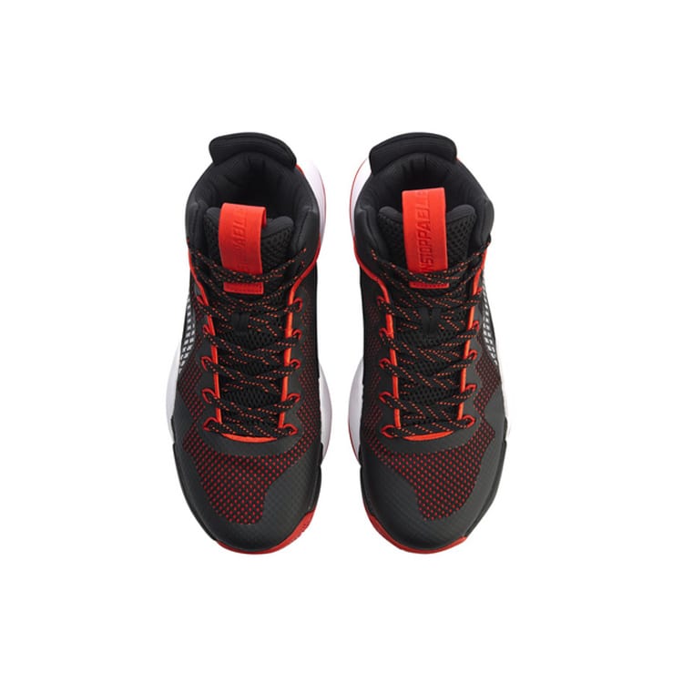 Li Ning Power 5 Rutschfest Leicht Nicht rutschend Leicht Mittelhoch Basketballschuhe Herren Schwarz Rot ABAN045-4