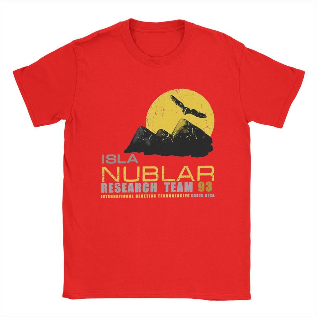 Men T-Shirts Isla Nublar Research Team Vintage 100% Cotton Tees Short Sleeve Jurassics Parks T Shirt Crew Neck Clothes Printed