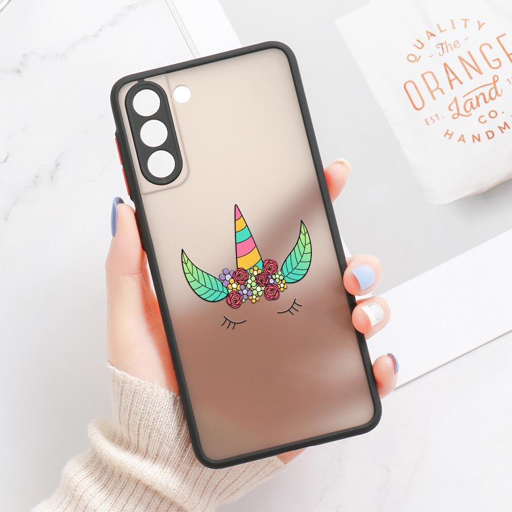S23 Ultra Case For Samsung Galaxy S23 S22 Ultra S20 S21 FE Plus S10 Lite S24 Phone Case Matte Clear Cover Funny Unicorns Rainbow