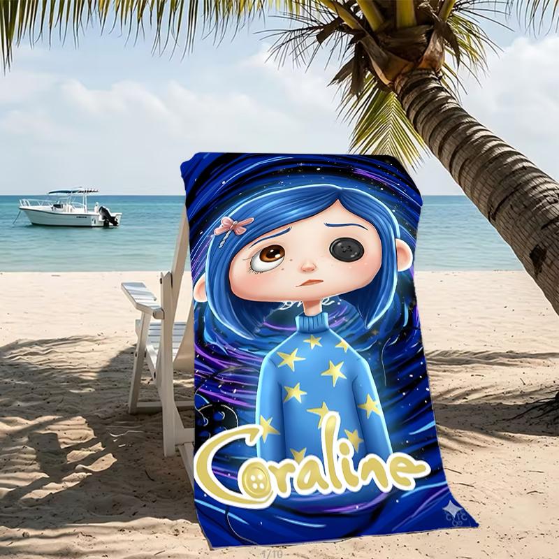 Beach Towel with Coraline Pattern - Soft,absorbent,machine Washable Lightweight&Modern,swimming,Travel Essentials