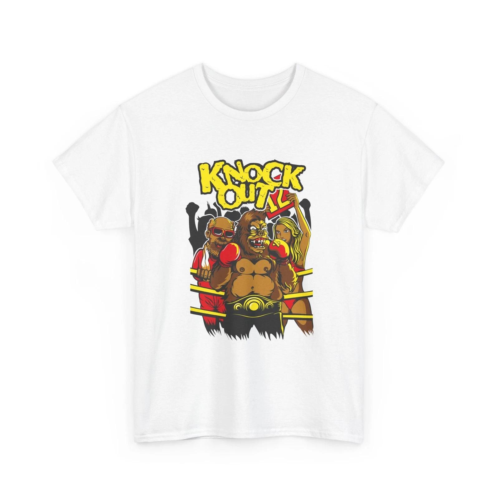 Knock Out! Boxing Champion Tee | Vintage Fight Night Graphic, Cool Gorilla Shirt S
