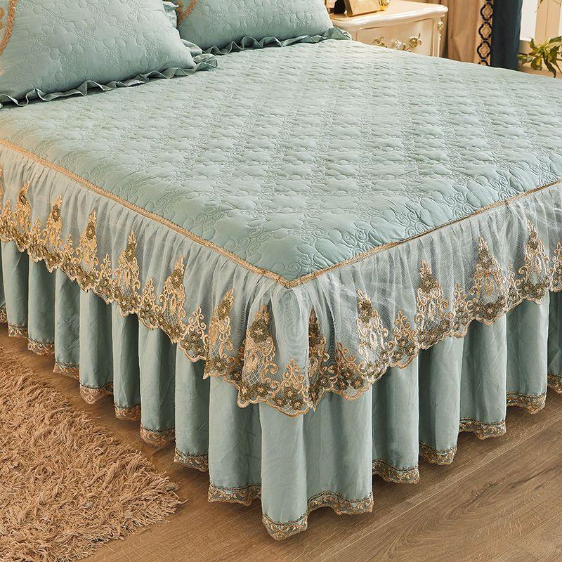 Thickened Cotton Bed Skirt One-Piece European-Style Lace Quilted Cotton Bedspread Three-Piece Set New Non-Slip Bedspread Four Seasons