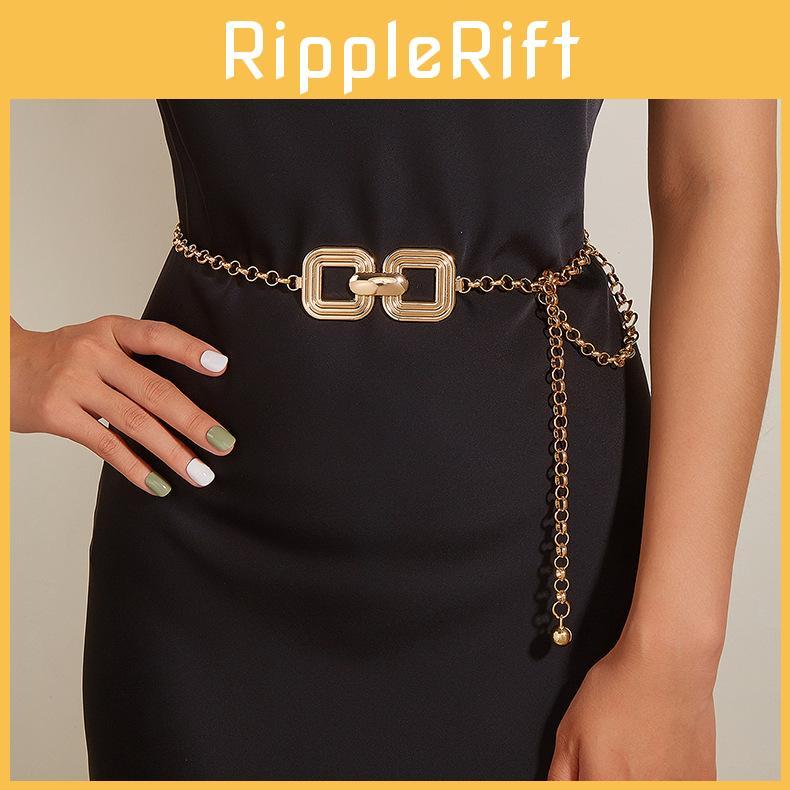 Square Circular Double Metal Chain Belt With Skirt And Dress Decorative Waist