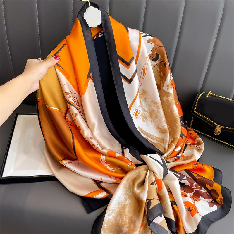New Houndstooth Silk Scarf Designer Hijab Scarves Muslim Bandanna Shawl Wrap Neck Bag Apparel Accessories Foulard Muffler Scarf