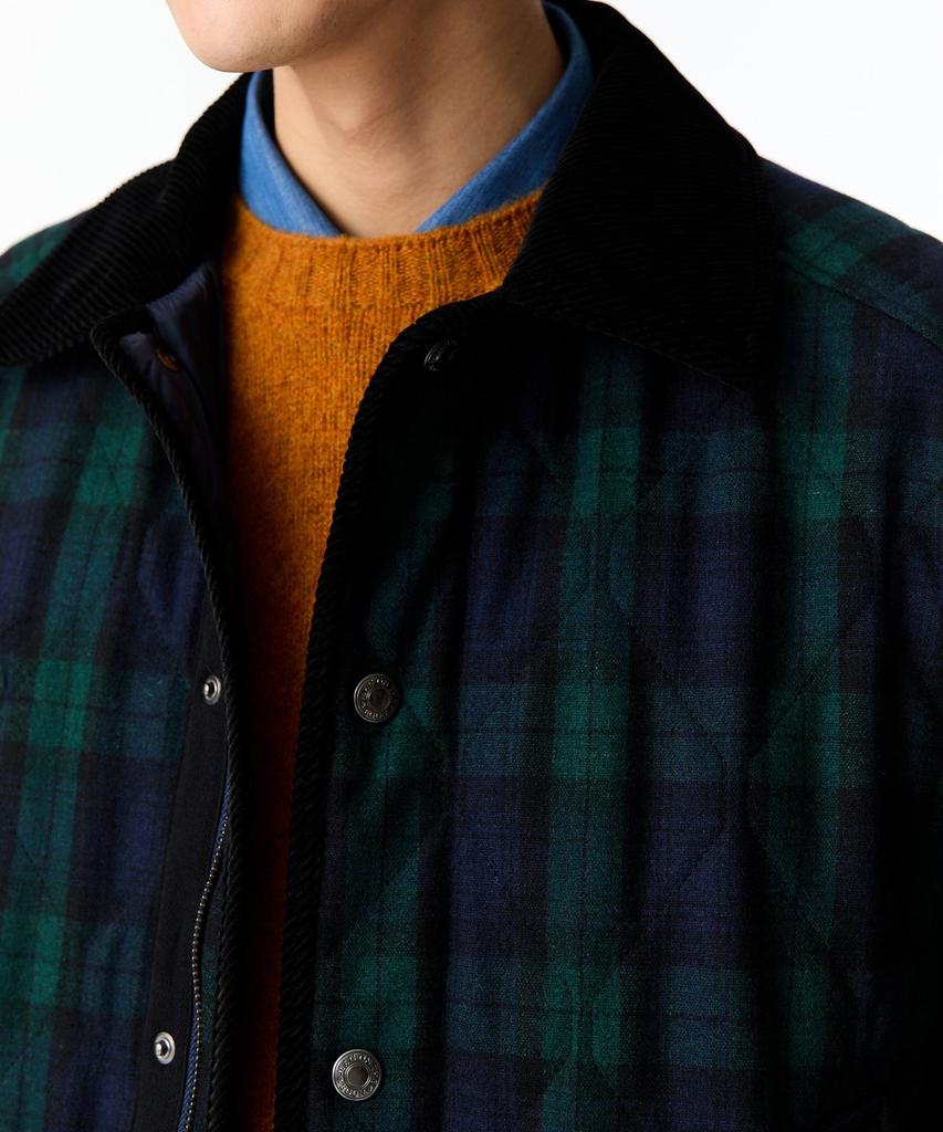 Man On The Boon Corduroy Patch Check Padded Jacket_Green 4714309012