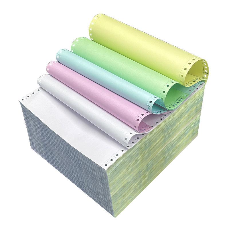 Three-part, two-fold pin-feed paper; two-part, three-fold accounting voucher paper; three-part, four-part printer form.