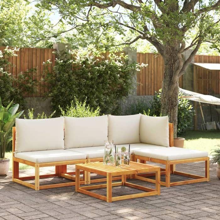 VidaXL Canapé de jardin sans accoudoirs avec coussins en bois d'acacia et corde 4008165