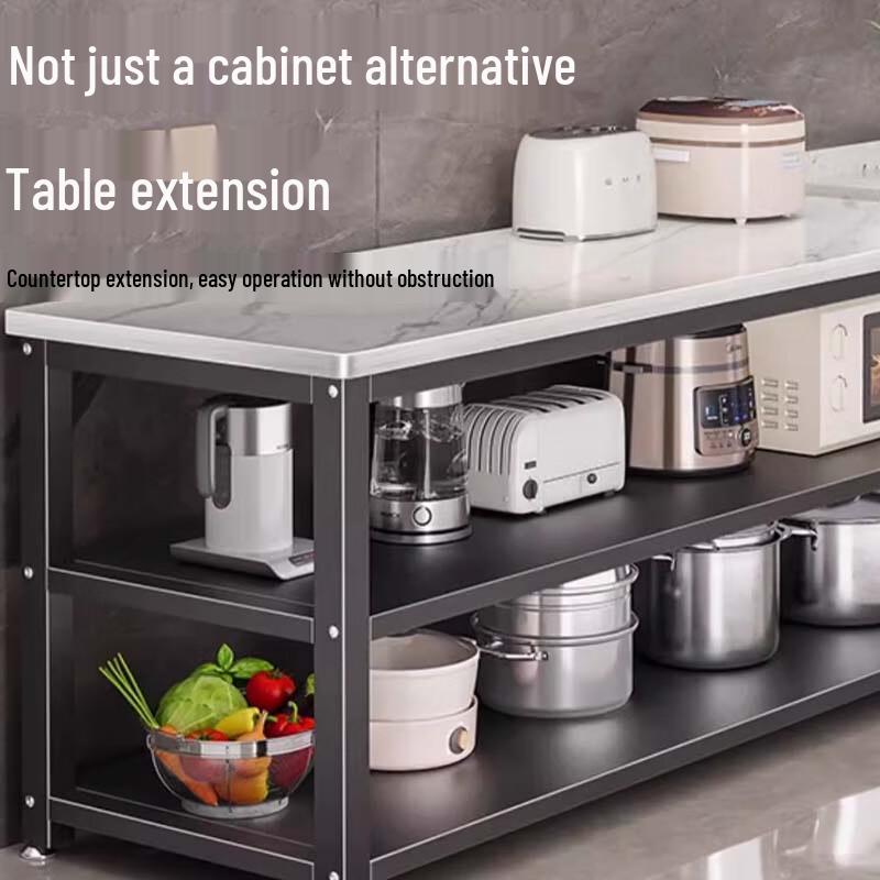 Modern Kitchen Storage Rack with Rock Slab Countertop