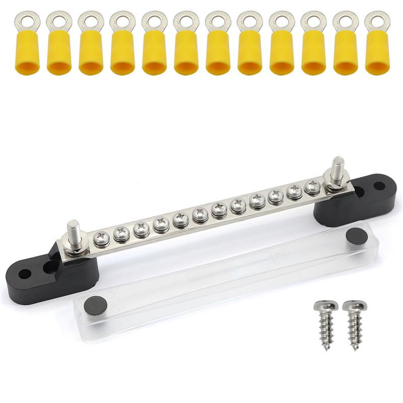 

Подвійна шина загального призначення 100A з 12 клемами Болт: Основа з латуні з лудженим покриттям: Вогнетривкі пластикові автомобільні човнові аксесуари чорний