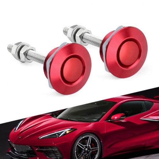 Car 2x Bumper Push Red Button Quick Release Hood Bonnet P Lock Clip Latch Red