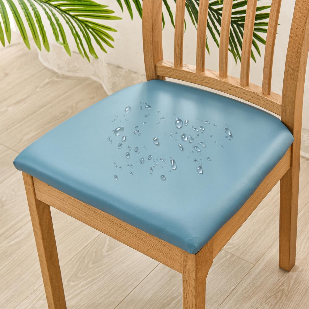 Chair Seat Covers PU Leather Square Chair Cushion Cover Waterproof Kitchen Removable Dining Room Upholstered Seat Slipcovers