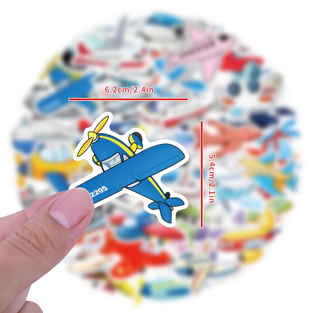 60 Cartoon Airplane Stickers for Kids - Waterproof Decorations for Suitcases, Guitars, Computers, Skateboards, and Cups