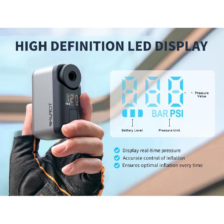 TB2PRO Bicycle Tire Inflator Mini Pump LED Screen 120PSI Rechargeable Battery Cycling Bike Accessories Tiny Pump for Sports Ball