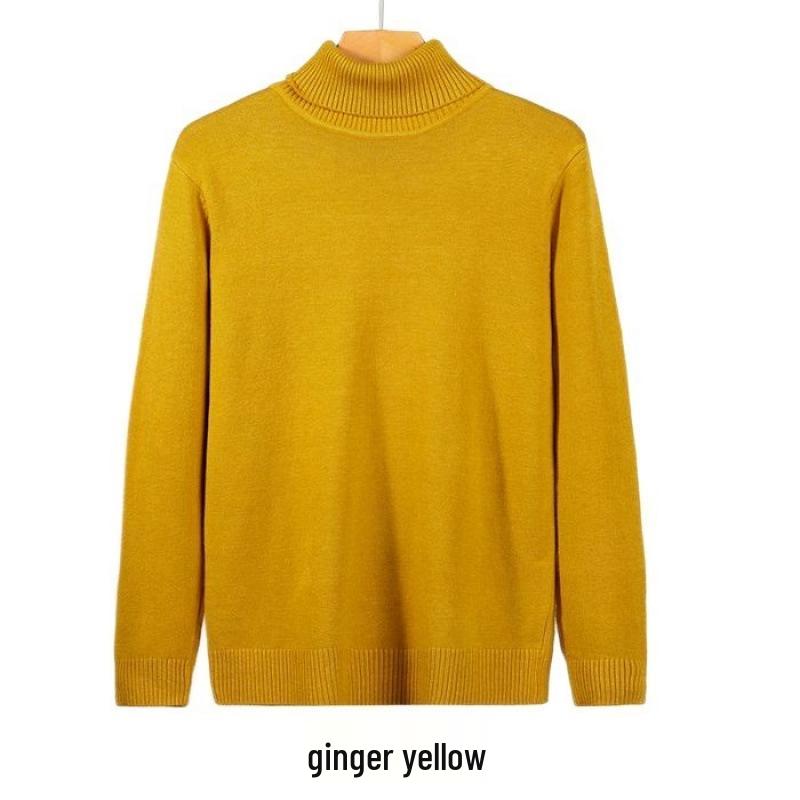 Men's Loose Plus Size High Neck Knit Sweater - Solid Color, Long Sleeve, Spring/Autumn/Winter