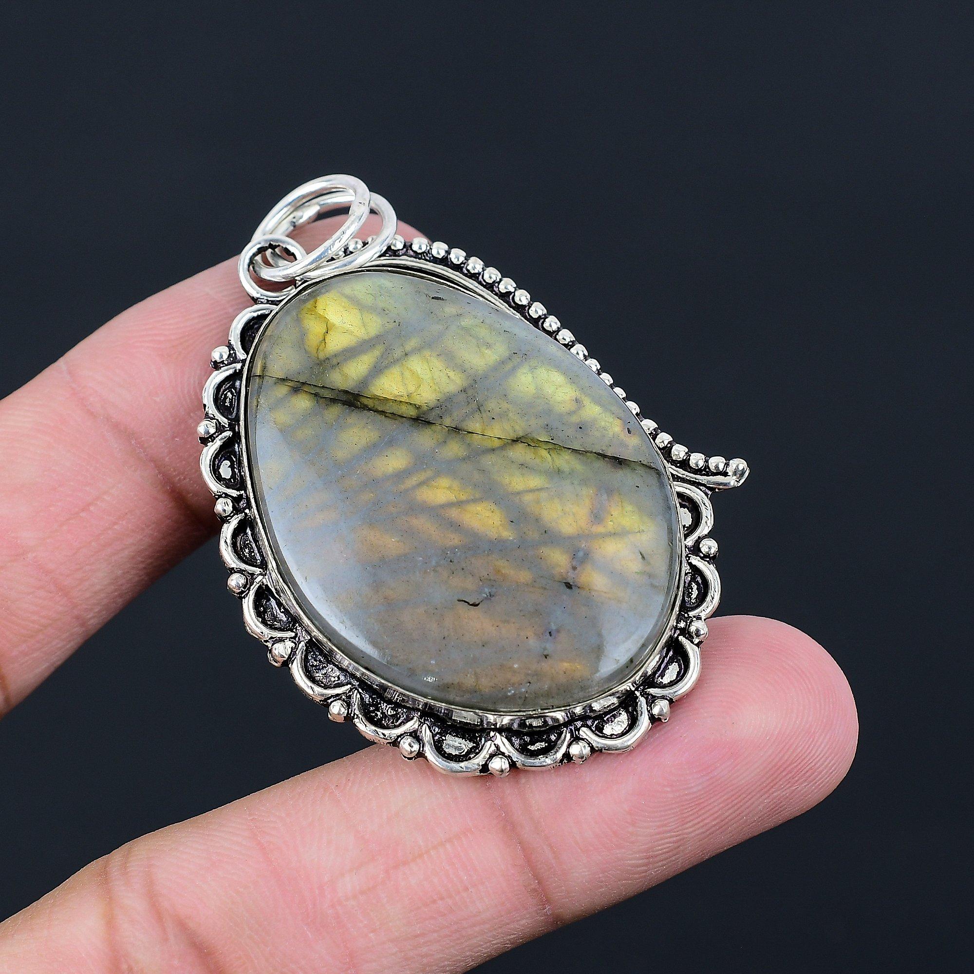 Womens day Deal Labradorite Stone 925 Silver Handmade Bezel Anniversary Pendant