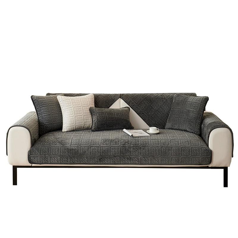 Plush Sofa Cover Thick Fleece Couch Cushion Winter Non-Slip Fabric Sofa Mat Slipcover Simple Design