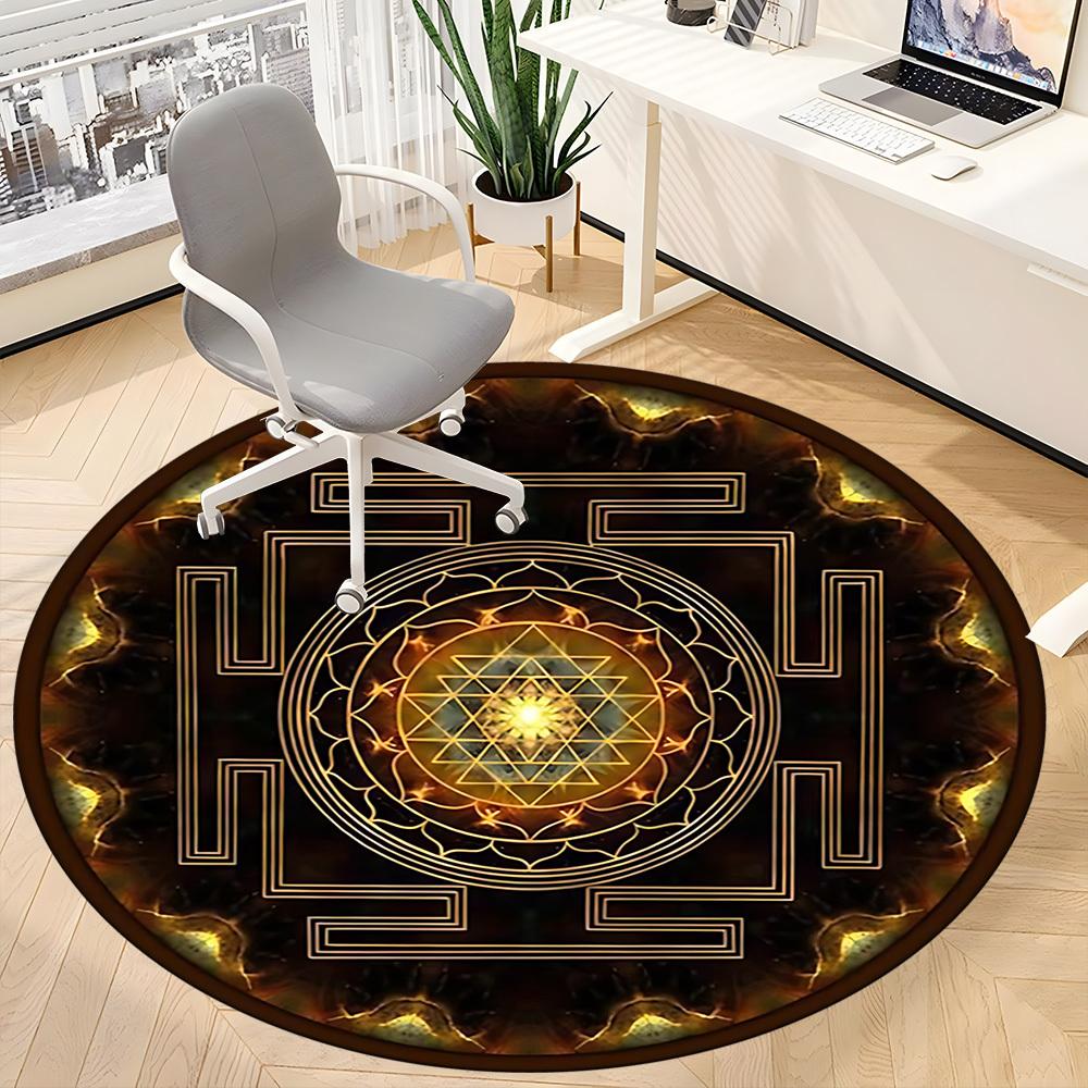1PC Sacred Geometry Symbol Chair Carpet for Office Non-Slip, Lightweight, Machine Washable Rug for Office, Sleeping, Room - Holiday Decoryy251009028