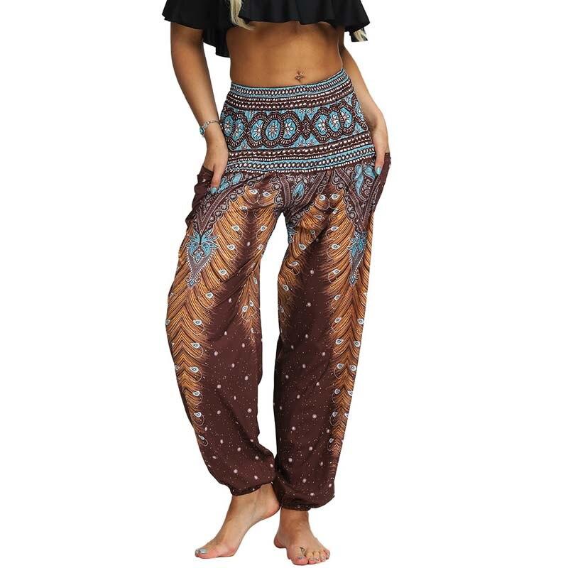 Fashion Printed Loose Wide Leg Pants Women Casual Yoga Pants With Pockets Autumn Elastic Waist Lady Long Trousers 28036