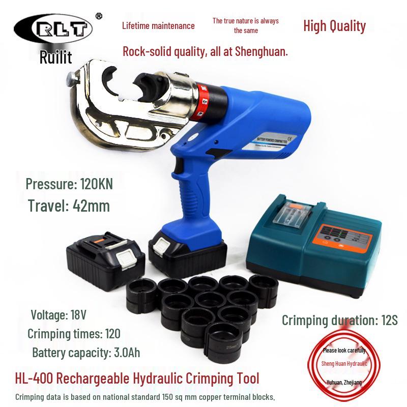 Rechargeable Electric Hydraulic Crimper HL-400: Portable Crimping Pliers for 16-400 Terminals 300
