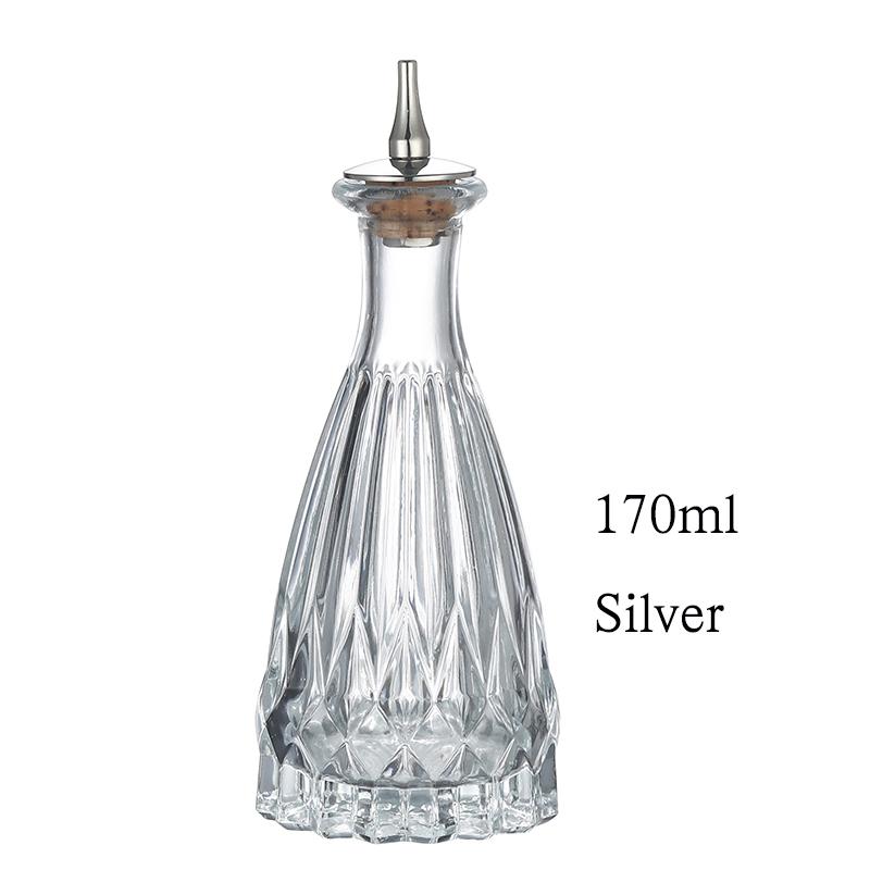 Láhev na koktejlové bitters - Vintage skleněný design s korkem a nerezovým dávkovacím uzávěrem - Profesionální barový set, příslušenství