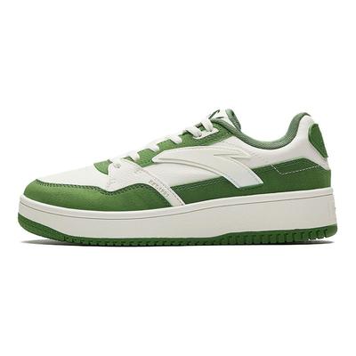 Slip Resistant Abrasion Resistant Low Top Skateboard Shoes Women's White Green 122538033R-4