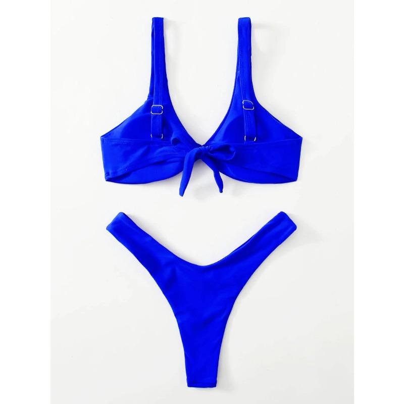 Solid Tie Sexy Bikini 2026 Padded Bra High Leg Bandage Push Up Bikini Set Brazilian Swimsuit Women Swimwear