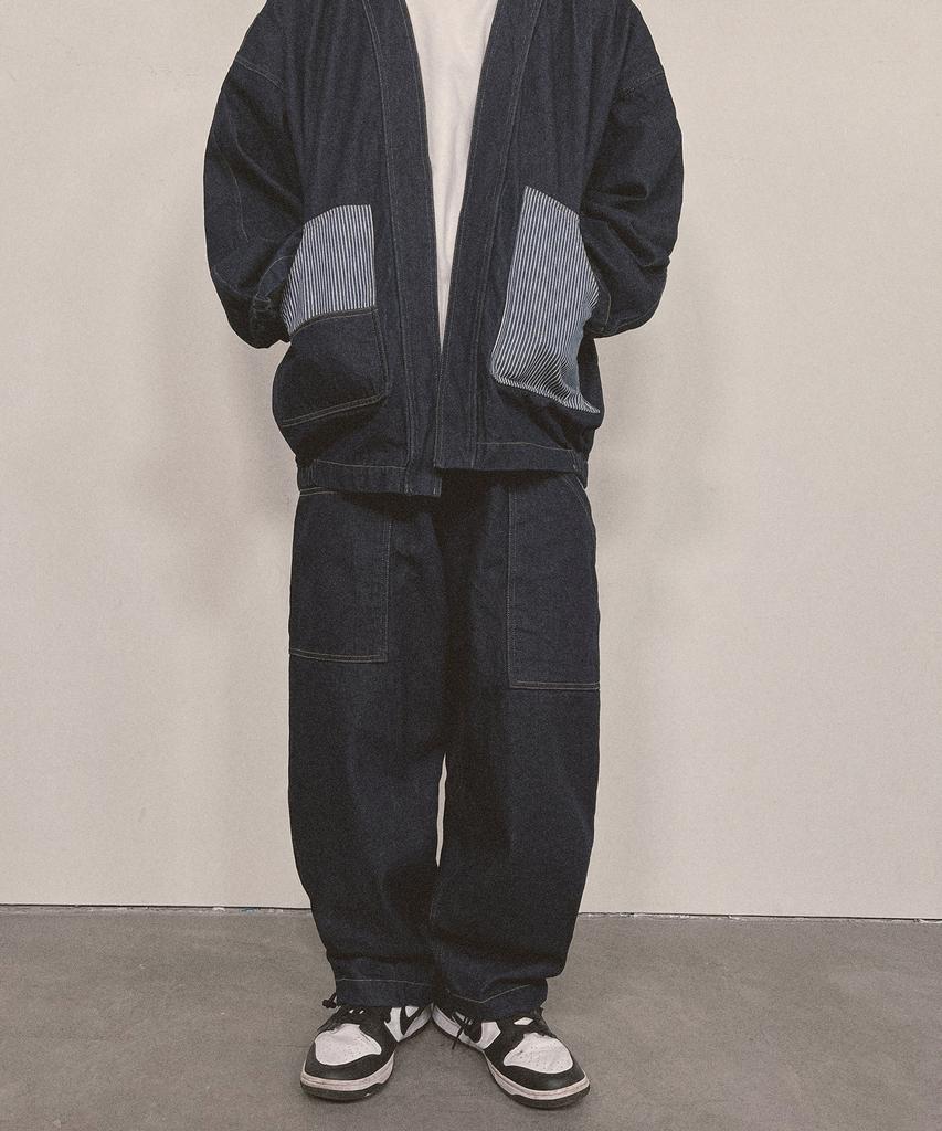 Nainneoscheu Striped Patch Denim Pants_Blue