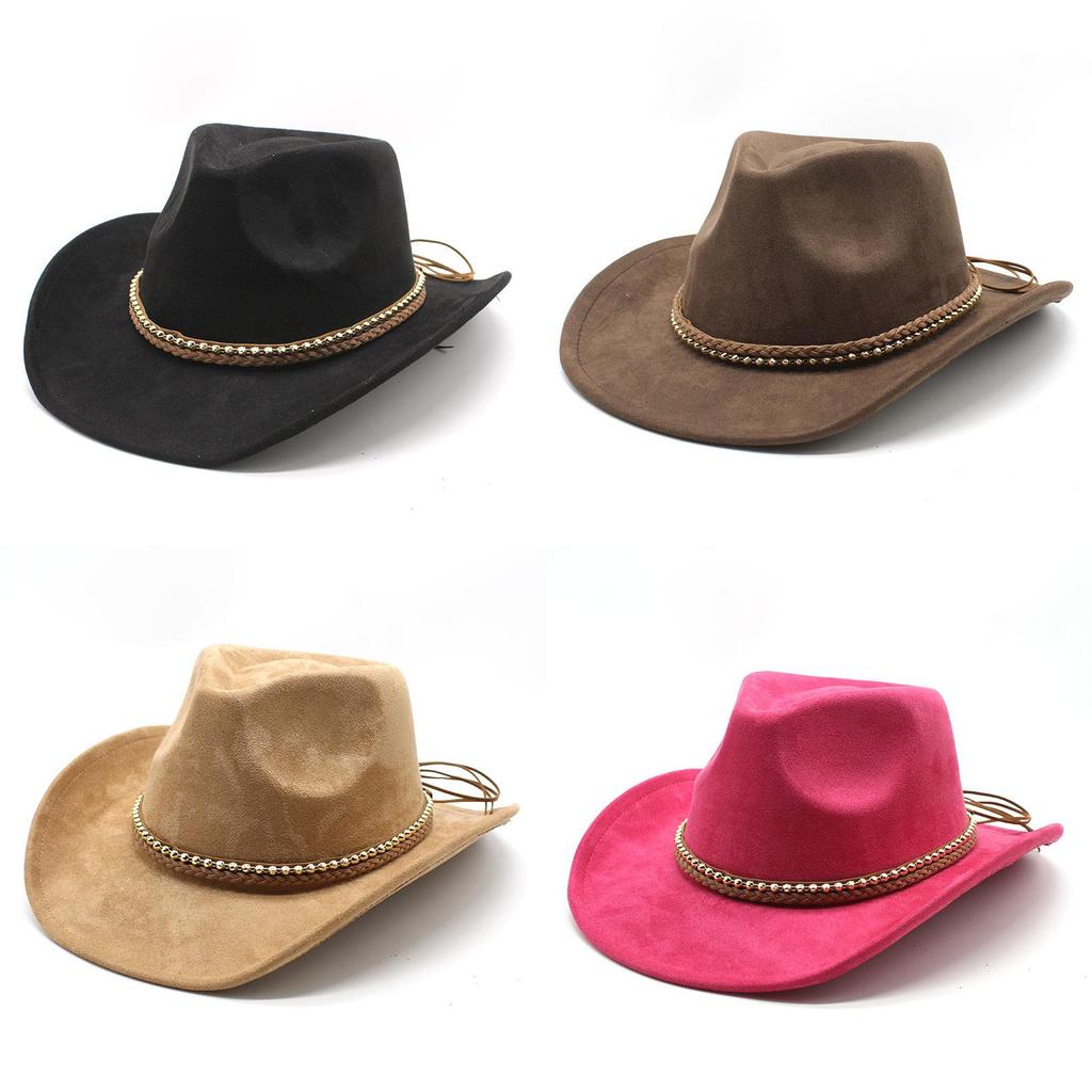 Western Cowboy Hat With Suede Leather For Men And Women In Folk Style