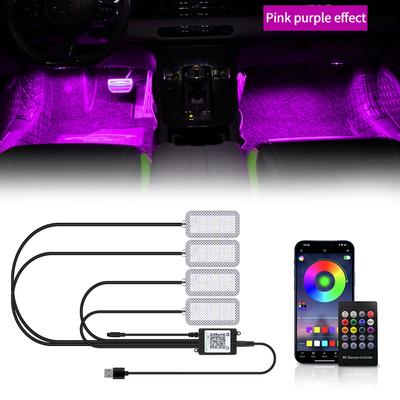 Led Araba Ayak Ortam Işığı USB Neon Mood Aydınlatma Arka Işık müzik kontrol cihazı Uygulaması RGB Oto İç Dekoratif atmosfer ışığı