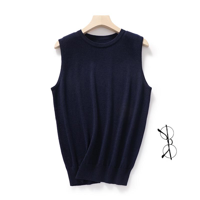 Crew Neck Sleeveless Short-sleeved Spring and Autumn New Loose and Thin Temperament Versatile Short-sleeved Top