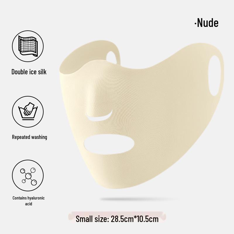 Women's Ice Silk Sunscreen Mask - Breathable, Moisturizing, Seamless Ear-Hanging Sun Visor