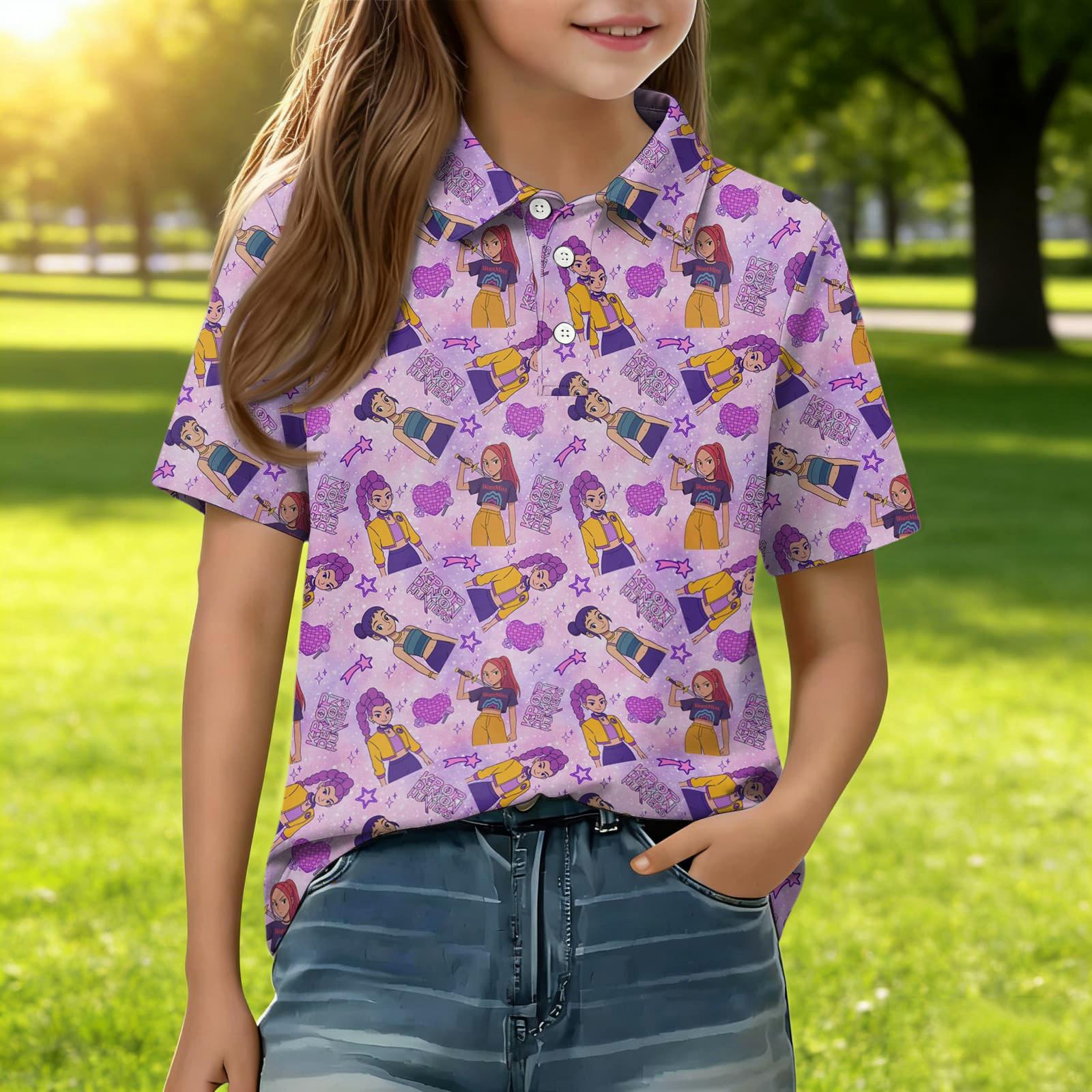 

Children s Daily Casual Short-sleeved Print Tops T-shirts Shirts 120 фиолетовый