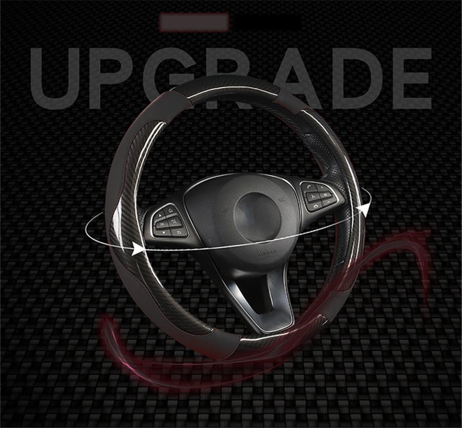 Crystal Carbon Fiber Fashion Sports Steering Wheel Cover Car Wheel Cover Non-slip Leather Braid For Steering Wheel