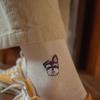 SNOOZY Schnauzer Puppy Face Embroidered Socks (Ivory)