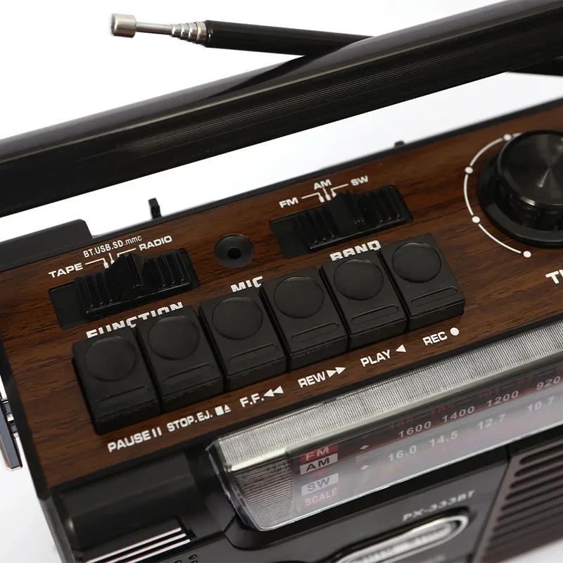 Přenosné Vintage Retro USB AM/FM/SW Vícepásmové Rádio Stereo Bezdrátový Bluetooth Boombox Mp3 Přehrávač Zvuku Záznamník Přehrávač Kazet