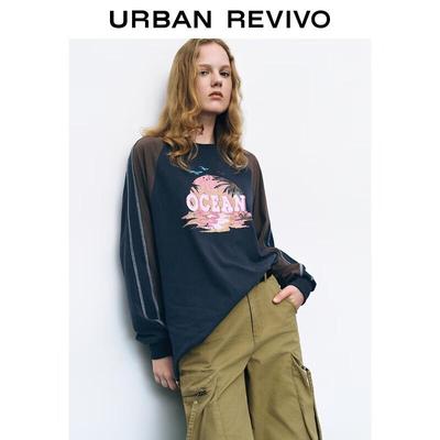 UR Women's Color Block Print Cotton Sweatshirt